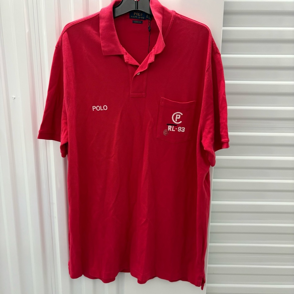 NWT Mens Polo Shirt red short sleeves classic fit XLARGE button up